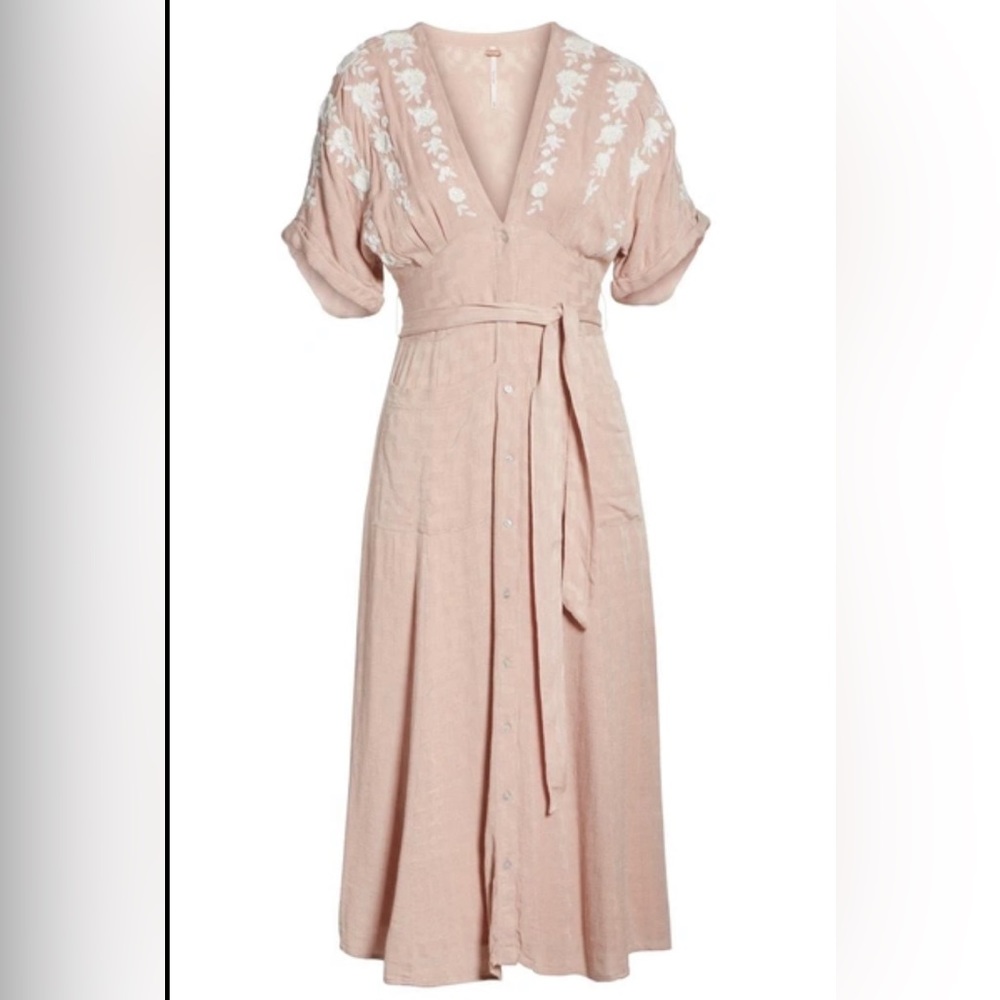 Free People Love To Love You Dress in blush with ivory stitching